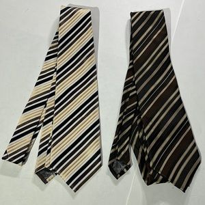 Giorgio Armani Made in Italy 100% silk handmade ties stripes brown white yellow